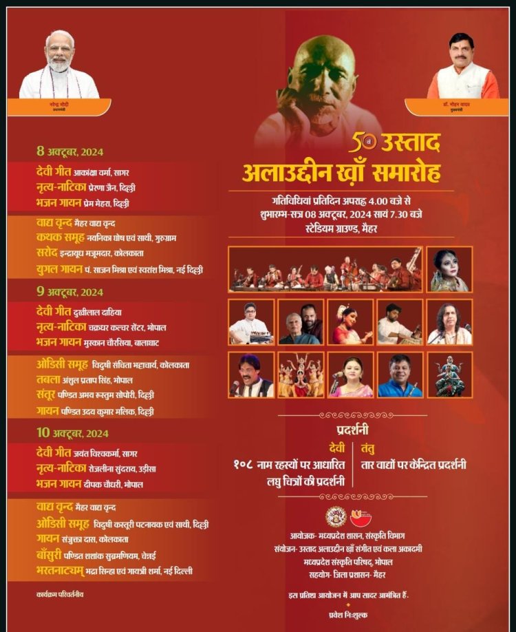 50वां उस्ताद अलाउद्दीन खां समारोह आज से