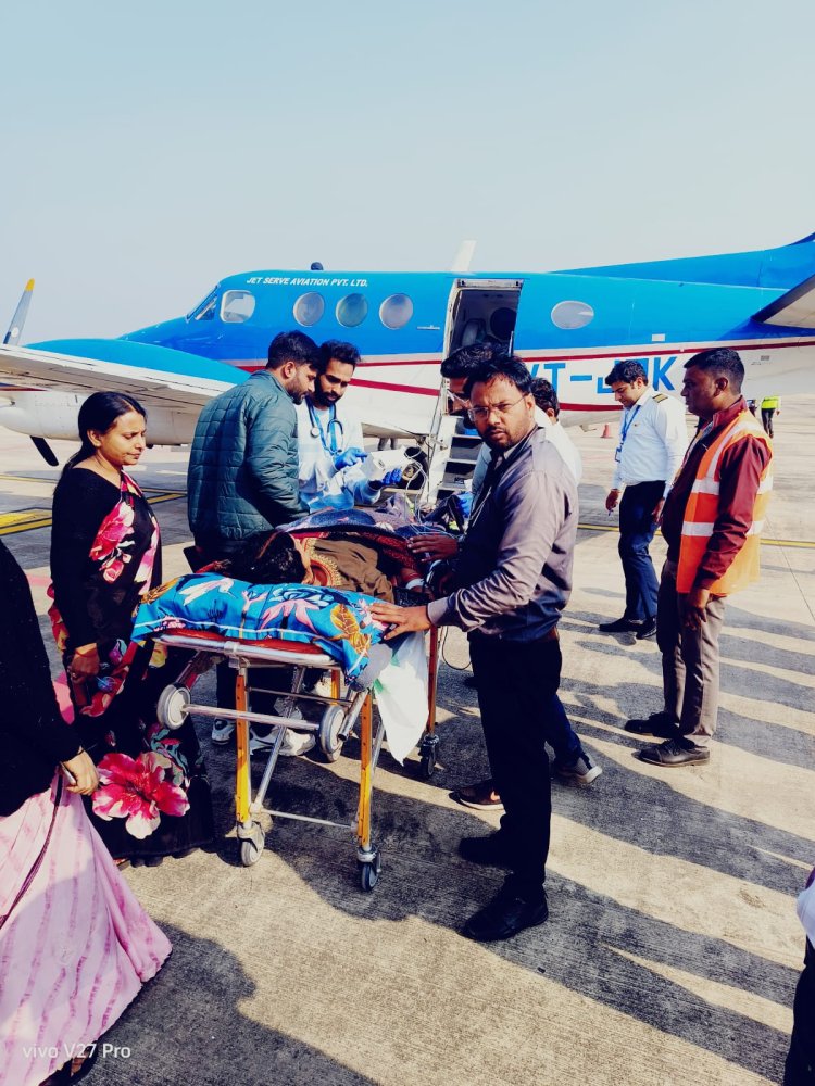 पीएमश्री एयर एम्बुलेंस से श्रीमती गुप्ता को समय पर हायर सेंटर रेफर कर बचाई गई जान