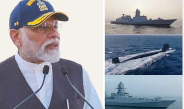 प्रधानमंत्री नरेन्‍द्र मोदी ने नौसेना के अग्रिम पंक्ति के तीन नए युद्धपोत राष्‍ट्र को समर्पित किए