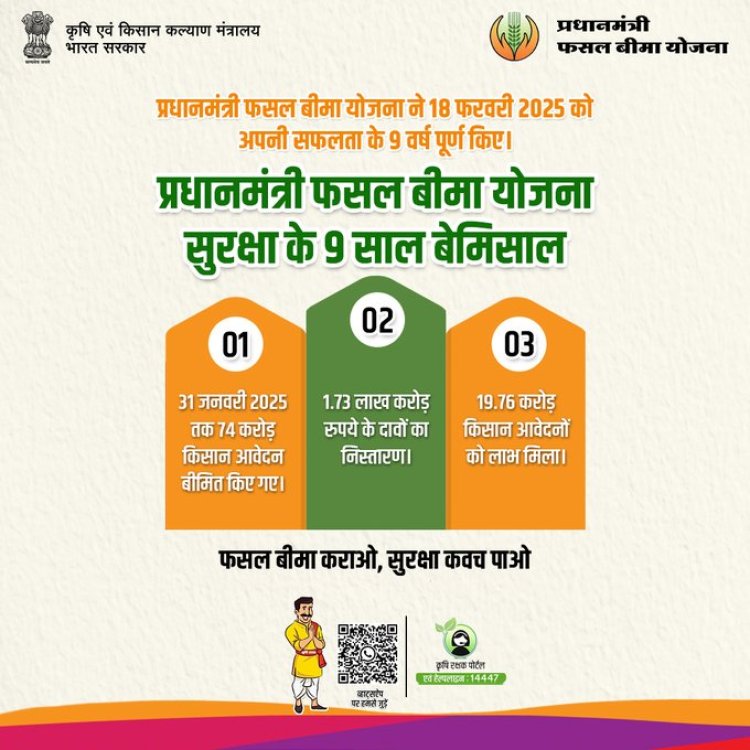 प्रधानमंत्री फसल बीमा योजना के आज नौ वर्ष हुए पूरे