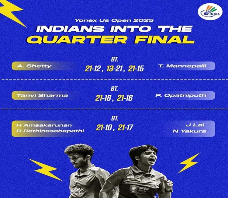 यू.एस. ओपन बैडमिंटन: आयुष शेट्टी और तनवी शर्मा सेमीफाइनल में पहुंचे