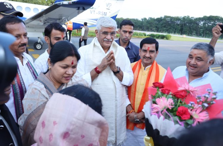 रायपुर : केन्द्रीय संस्कृति मंत्री श्री गजेन्द्र सिंह शेखावत का रायगढ़ आगमन पर भव्य स्वागत