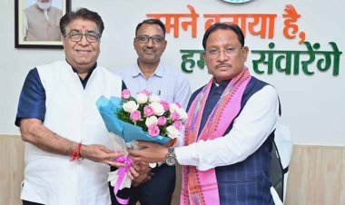 रायपुर : मुख्यमंत्री से ट्रिपल आई टी नया रायपुर के निदेशक प्रोफेसर ओमप्रकाश व्यास ने की सौजन्य मुलाकात